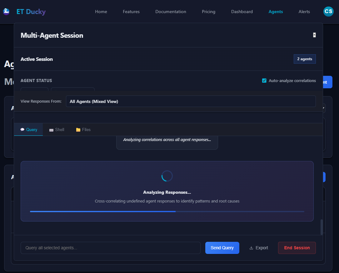 ET Ducky multi-agent analysis comparing diagnostics across multiple Windows servers